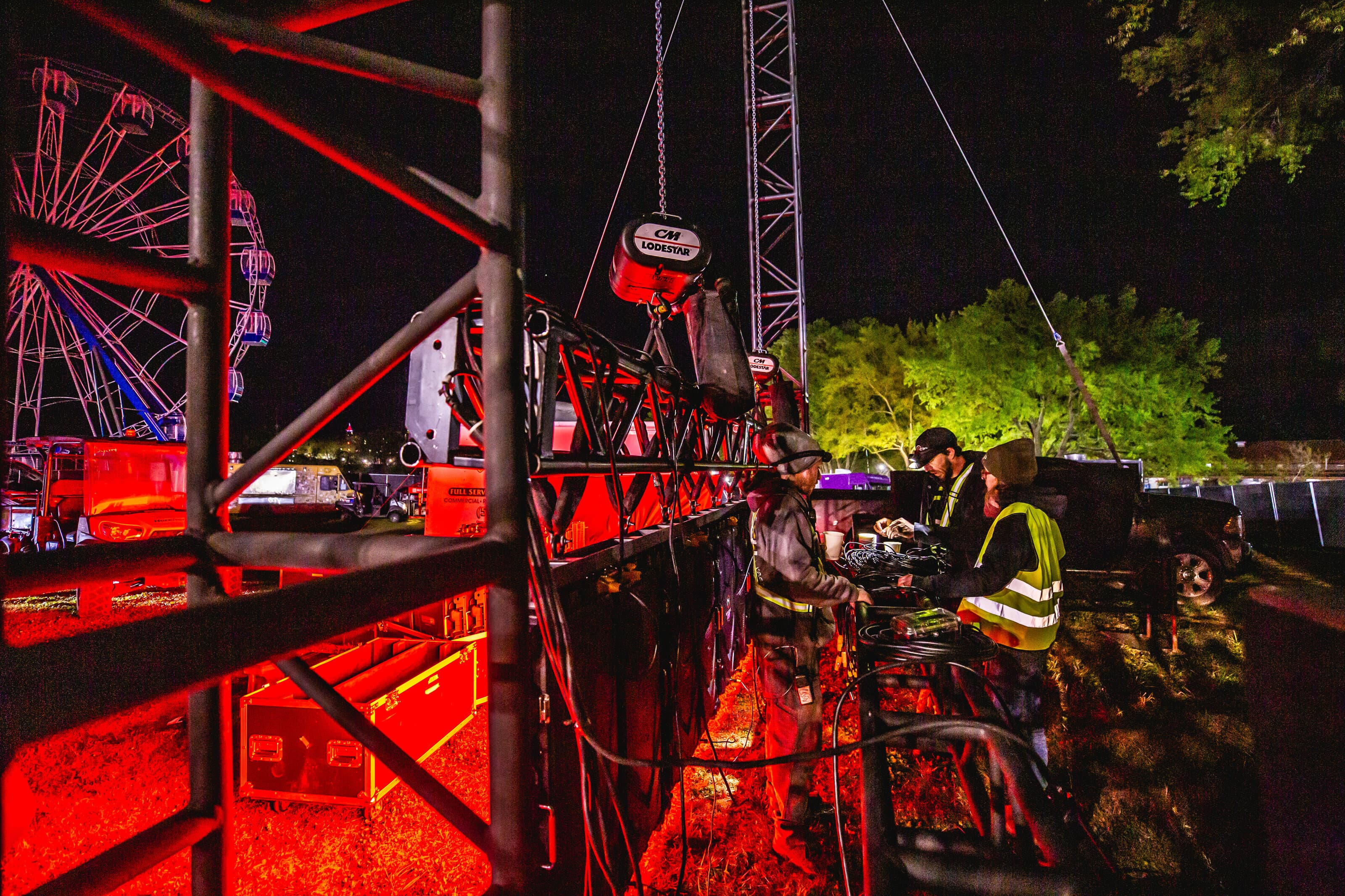 Engineered truss structures on festival terrain