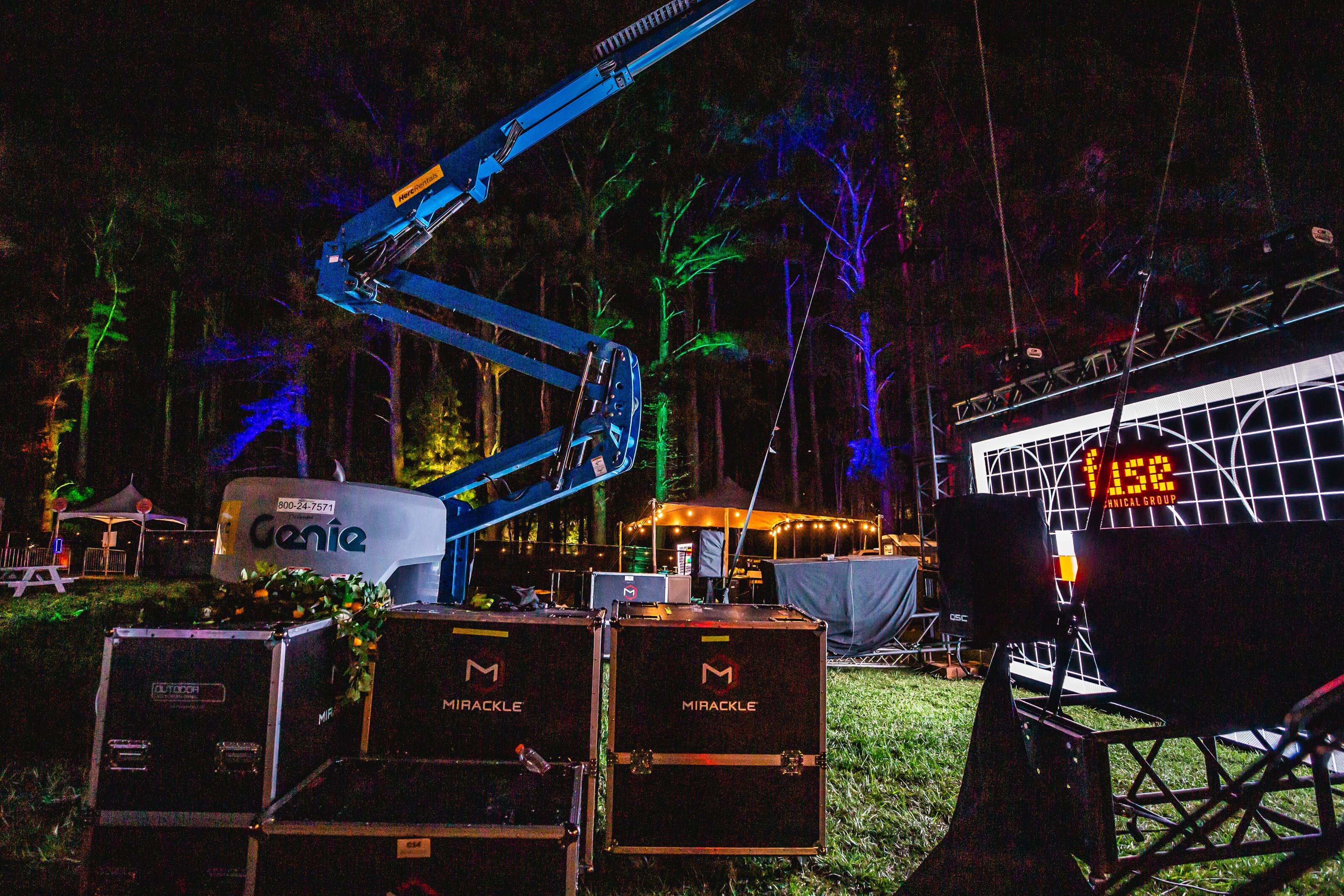 Festival rigging supporting VIP video walls