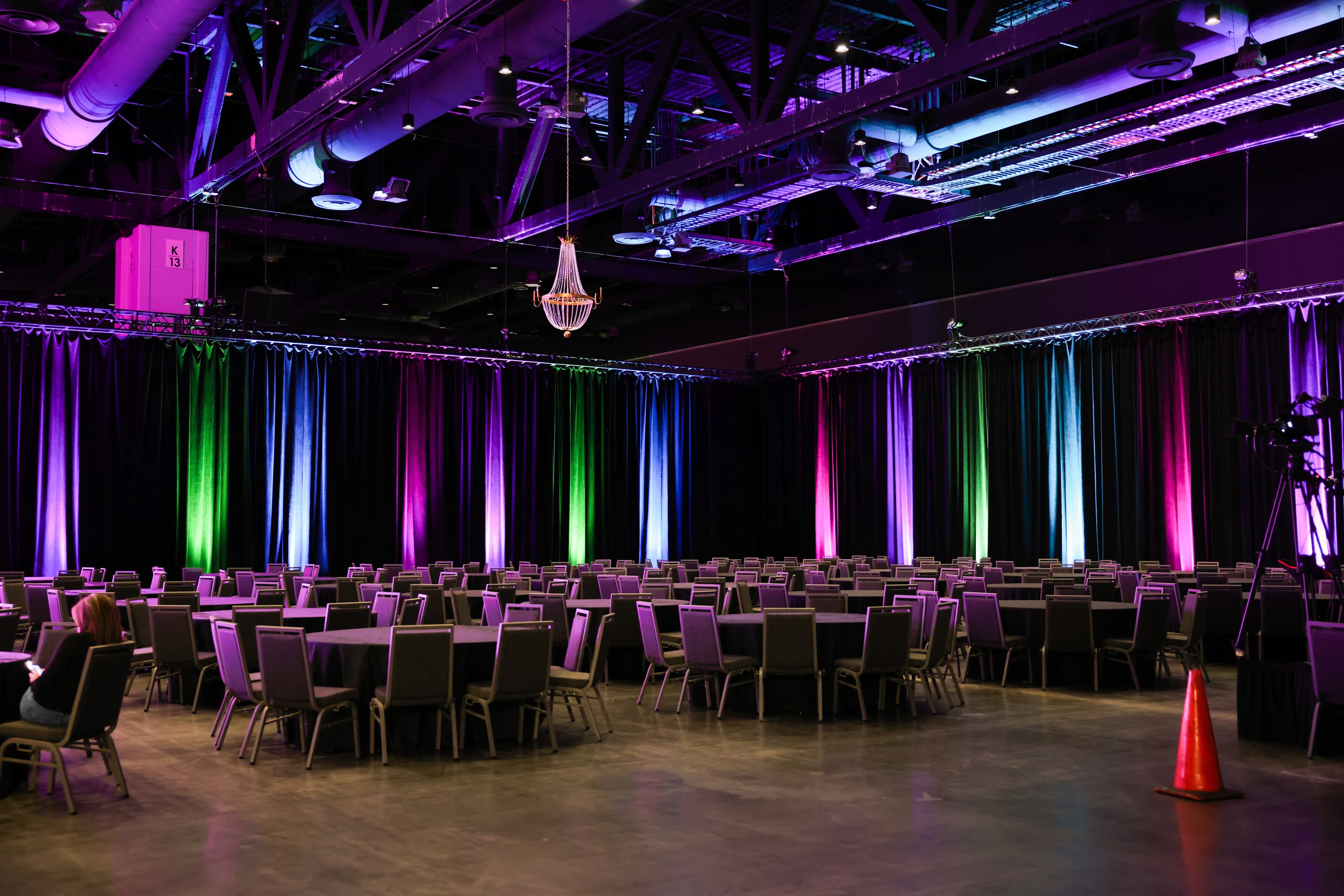 Corporate event staging and rigging at the Raleigh Convention Center